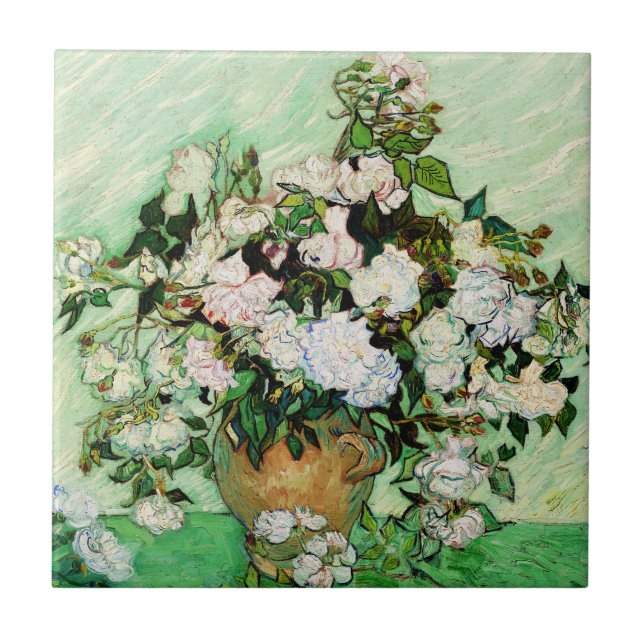 Vincent Van Gogh Roses (1890) Tile (Front)