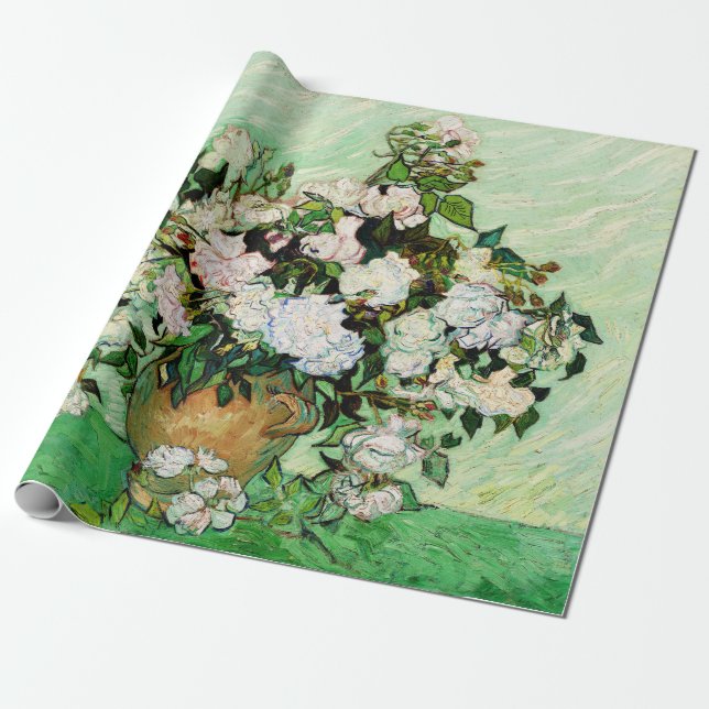 Vincent Van Gogh Roses (1890) Wrapping Paper (Unrolled)