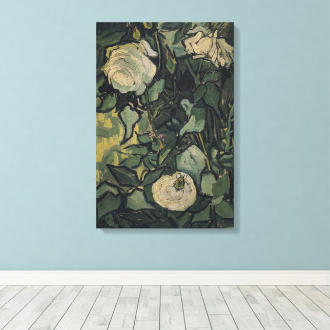 Vincent van Gogh - Roses and Beetle Canvas Print (Insitu(Wood Floor))