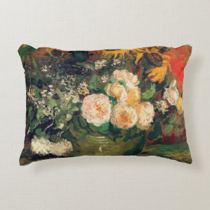 Vincent Van Gogh - Roses and Sunflowers Accent Pillow