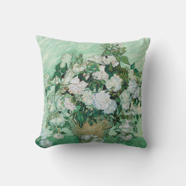 Vincent van Gogh - Roses Throw Pillow (Front)