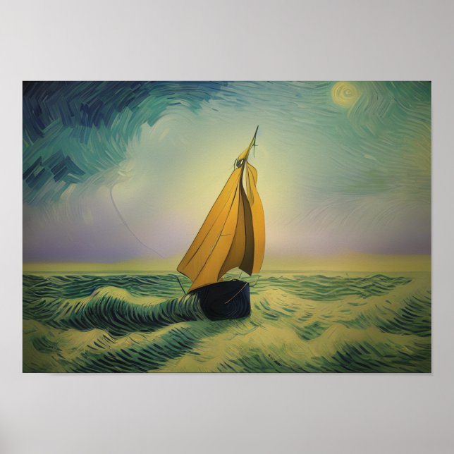  Vincent Van Gogh Sailor Boat in the Ocean  Poster (Front)