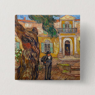 Vincent Van Gogh - Saint-Paul Asylum in Saint-Remy 2 Inch Square Button