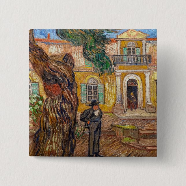Vincent Van Gogh - Saint-Paul Asylum in Saint-Remy 2 Inch Square Button (Front)