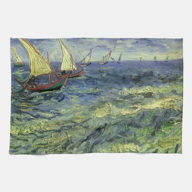 Vincent van Gogh - Seascape at Saintes Maries Kitchen Towel (Horizontal)