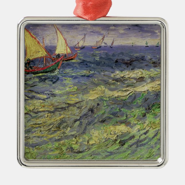 Vincent van Gogh | Seascape at Saintes-Maries Metal Ornament (Front)