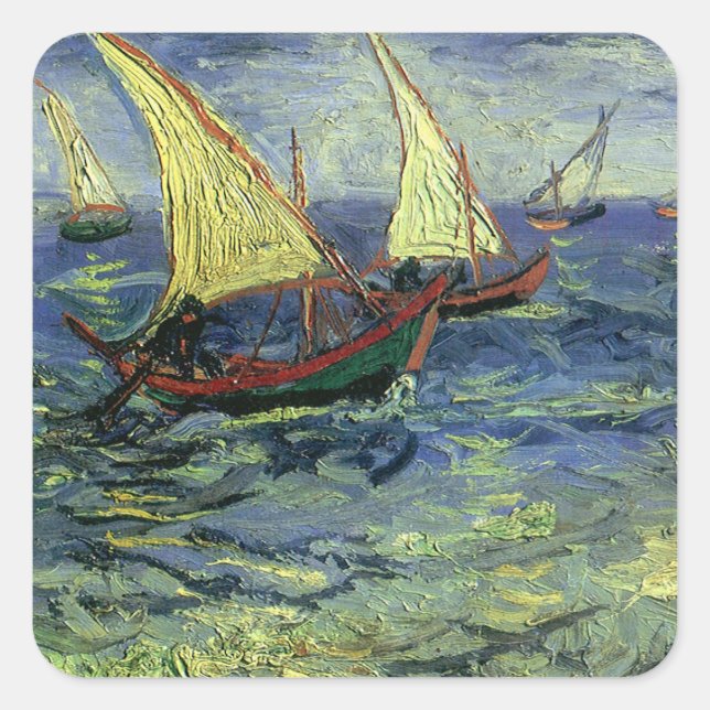 Vincent van Gogh - Seascape at Saintes Maries Square Sticker (Front)