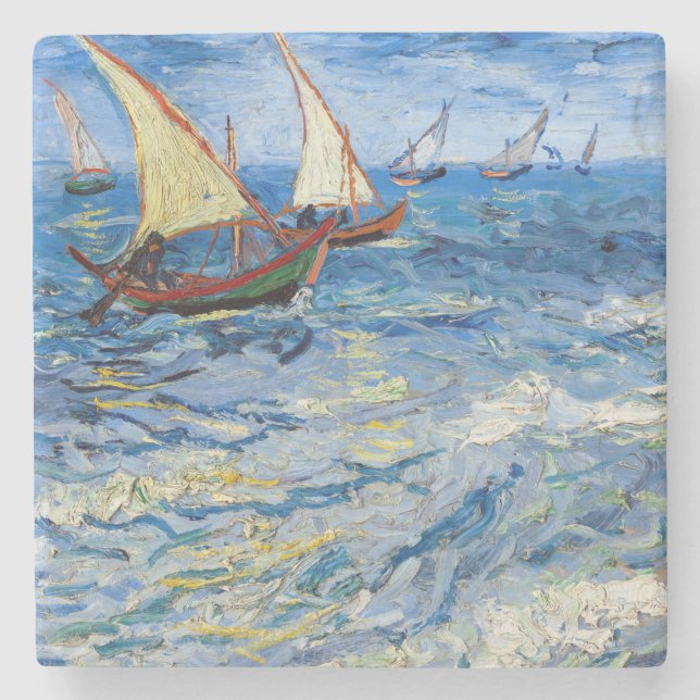 Vincent van Gogh - Seascape at Saintes-Maries Stone Coaster (Front)