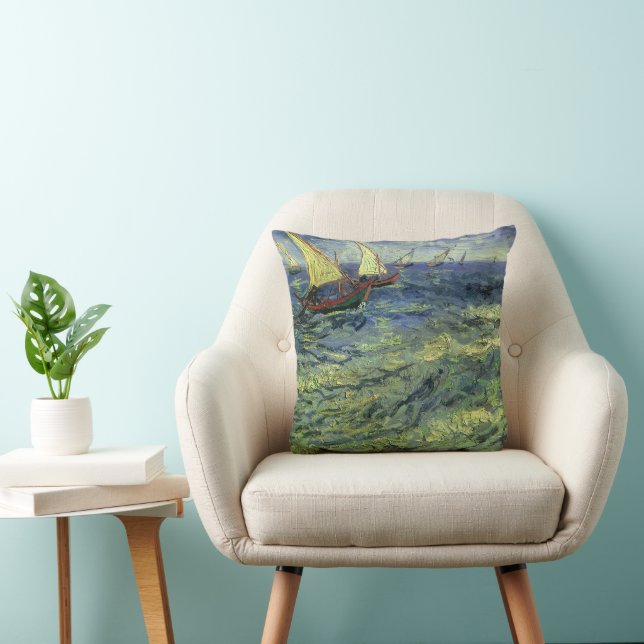 Vincent van Gogh - Seascape at Saintes Maries Throw Pillow (Chair)