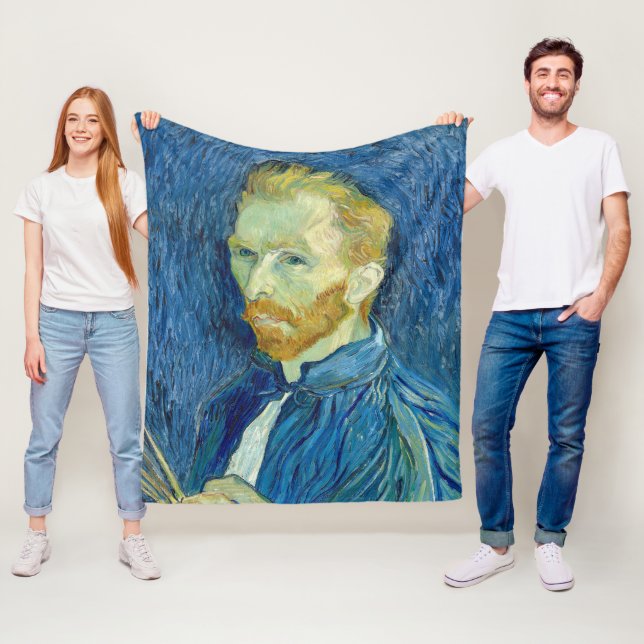 Vincent Van Gogh Self Portrait 1889 Fleece Blanket (In Situ)