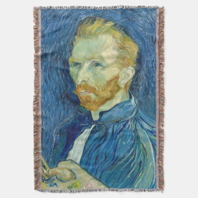 Vincent Van Gogh Self Portrait 1889 Throw Blanket (Front Vertical)