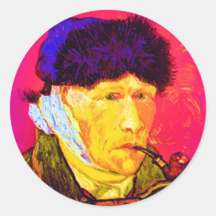 Vincent Van Gogh - Self Portrait Bandage Pop Art Classic Round Sticker