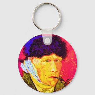 Vincent Van Gogh - Self Portrait Bandage Pop Art Keychain
