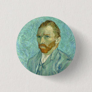 Vincent Van Gogh Self Portrait Blue Background 1 Inch Round Button