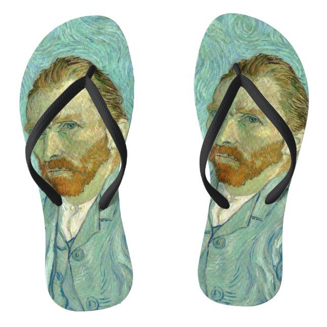 Vincent Van Gogh Self Portrait Blue Background Flip Flops (Footbed)
