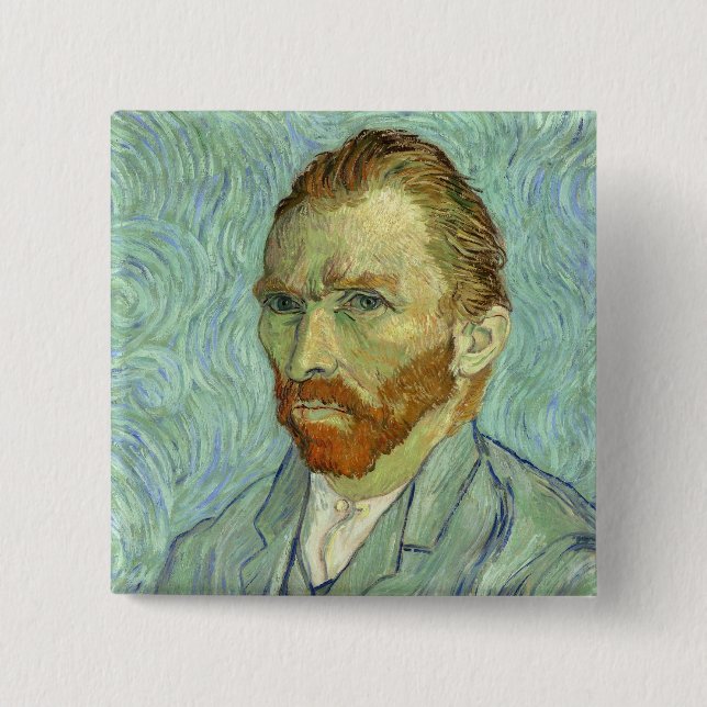 Vincent Van Gogh Self Portrait Fine Art Painting 2 Inch Square Button (Front)