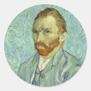 Vincent Van Gogh Self Portrait Fine Art Painting Classic Round Sticker