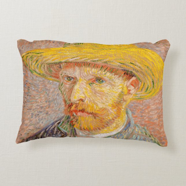 Vincent Van Gogh Self Portrait impressionist paint Accent Pillow (Back)