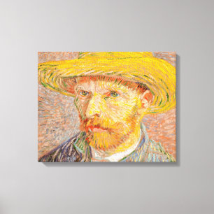 Vincent Van Gogh Self Portrait Straw Hat Canvas Print