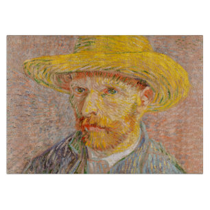 Vincent Van Gogh Self Portrait Straw Hat Cutting Board