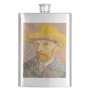 Vincent Van Gogh Self Portrait Straw Hat Hip Flask