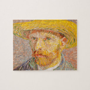 Vincent Van Gogh Self Portrait Straw Hat Jigsaw Puzzle