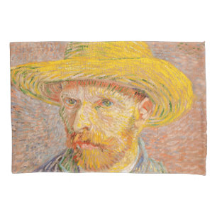 Vincent Van Gogh Self Portrait Straw Hat Pillowcase