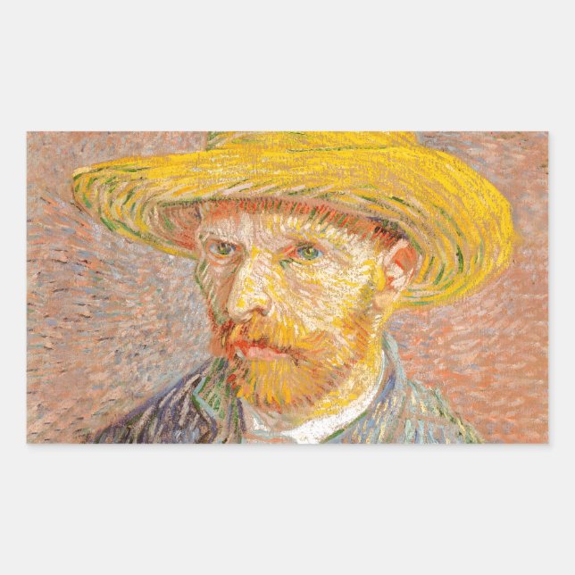 Vincent Van Gogh Self Portrait Straw Hat Sticker (Front)