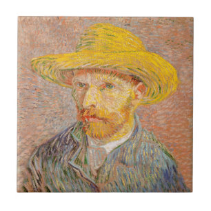 Vincent Van Gogh Self Portrait Straw Hat Tile