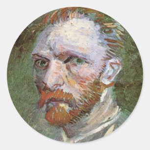 Vincent van Gogh Self Portrait, Vintage Fine Art Classic Round Sticker