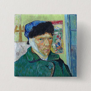 Vincent van Gogh - Self-portrait with bandaged ear 2 Inch Square Button