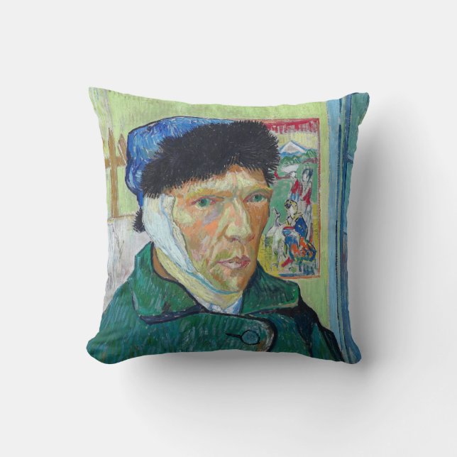 Vincent van Gogh - Self-portrait with bandaged ear Throw Pillow (Front)