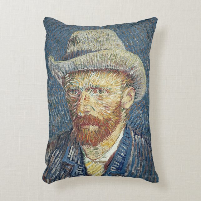 Vincent van Gogh | Self Portrait with Felt Hat Decorative Pillow (Front(Vertical))