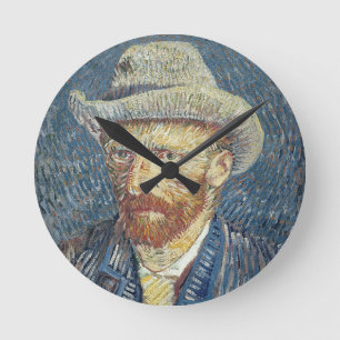 Vincent van Gogh   Self Portrait with Felt Hat Round Clock