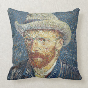Vincent van Gogh Self Portrait with Felt Hat Throw Pillow