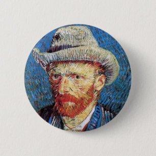Vincent Van Gogh Self Portrait With Grey Felt Hat 2 Inch Round Button
