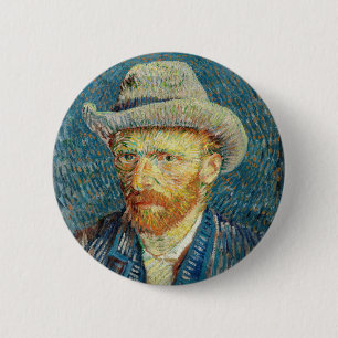 Vincent Van Gogh Self Portrait with Grey Felt Hat 2 Inch Round Button