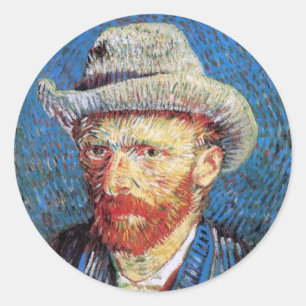 Vincent Van Gogh Self Portrait With Grey Felt Hat Classic Round Sticker