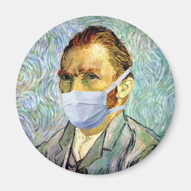 Vincent Van Gogh Self Portrait With Mask Spoof Magnet (Front)