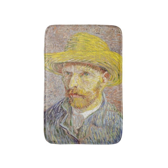 Vincent van Gogh - Self-portrait with Straw Hat Bath Mat (Front Vertical)