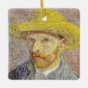 Vincent van Gogh - Self-portrait with Straw Hat Ceramic Ornament