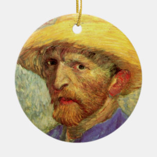 Vincent van Gogh Self Portrait with Straw Hat Ceramic Ornament