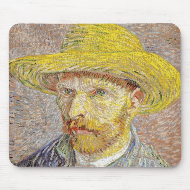 Vincent van Gogh - Self-portrait with Straw Hat Mouse Pad (Front)