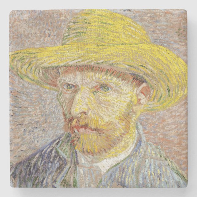 Vincent van Gogh - Self-portrait with Straw Hat Stone Coaster (Front)