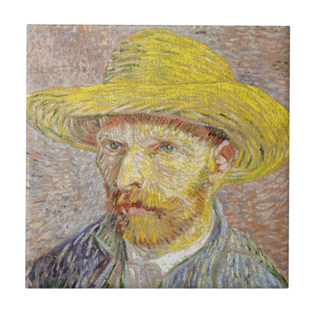 Vincent van Gogh - Self-portrait with Straw Hat Tile (Front)