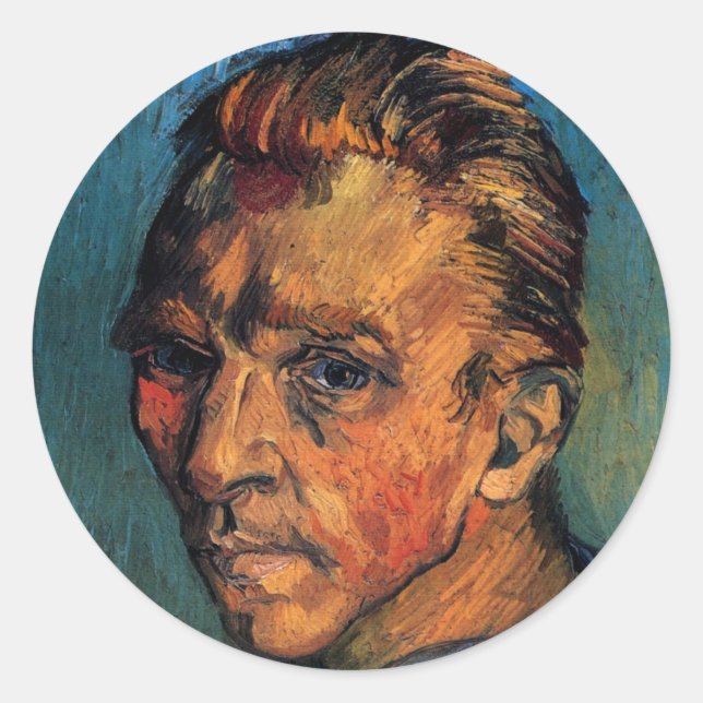 Vincent van Gogh Self Portrait without Beard Classic Round Sticker (Front)