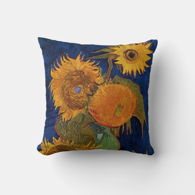 Vincent van Gogh Six Sunflowers GalleryHD Fine Art Throw Pillow (Front)