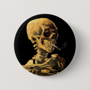 Vincent Van Gogh - Skull With Burning Cigarette 2 Inch Round Button