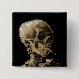 Vincent van Gogh - Skull with Burning Cigarette 2 Inch Square Button