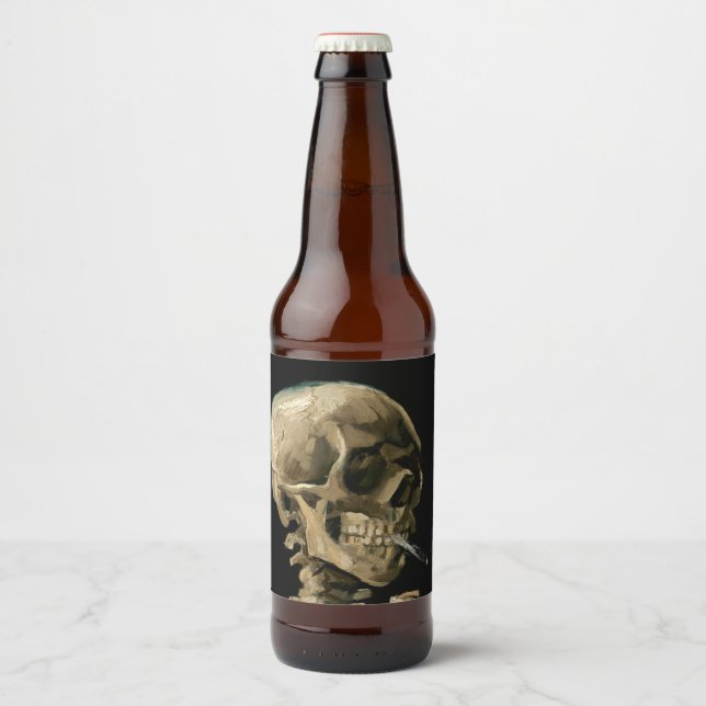 Vincent van Gogh - Skull with Burning Cigarette Beer Bottle Label (Front)